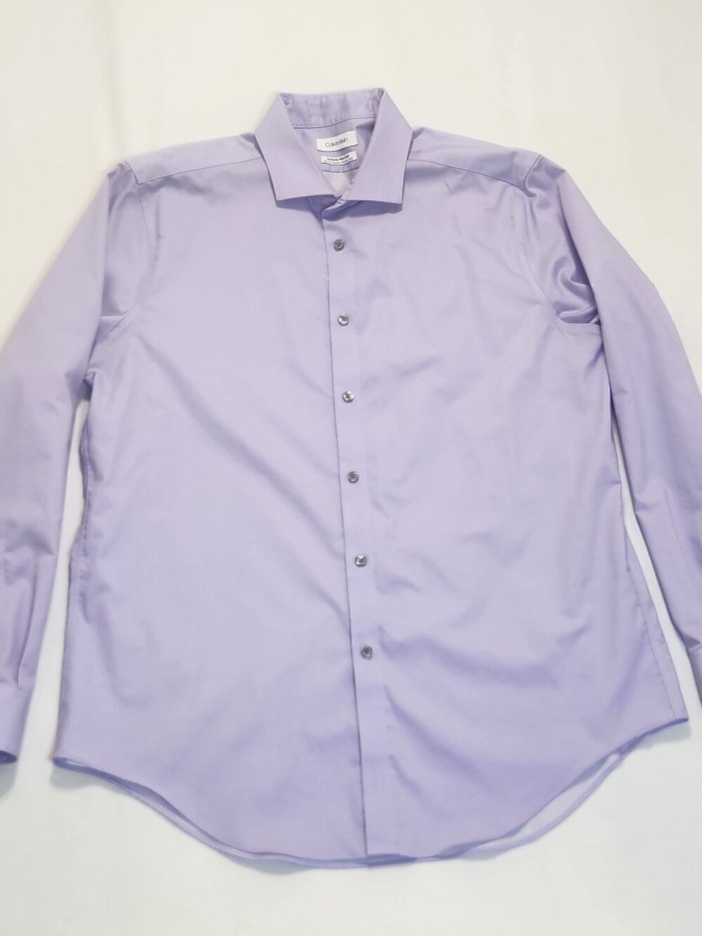 Calvin Klein Dress Shirt Mens 17 34/35 XL Slim Fit Lavender Infinite Non Iron